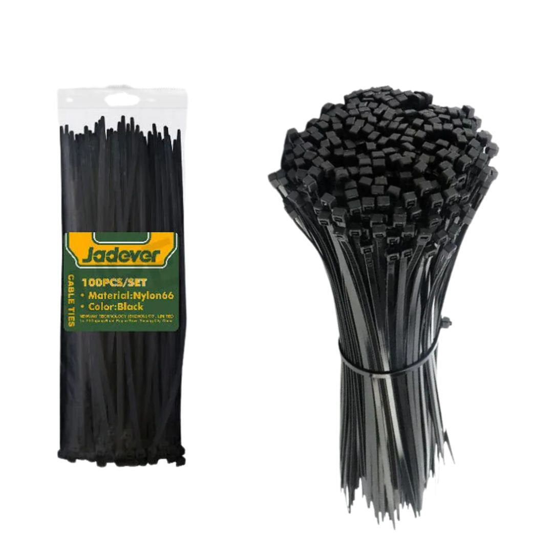 Jadever Cable Ties 250×4.8mm 100 Pack - Black