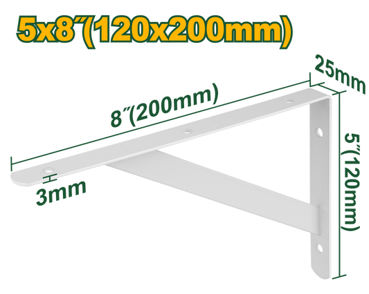Jadever Iron Shelf Bracket 20cm Durable & Strong - White 