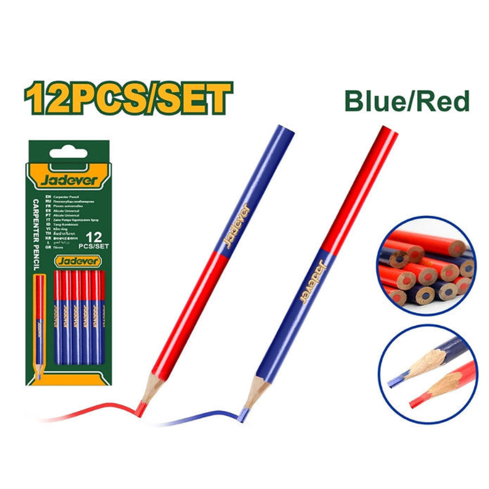 Jadever Marking Pencil Set 12 Pieces - Blue & Red