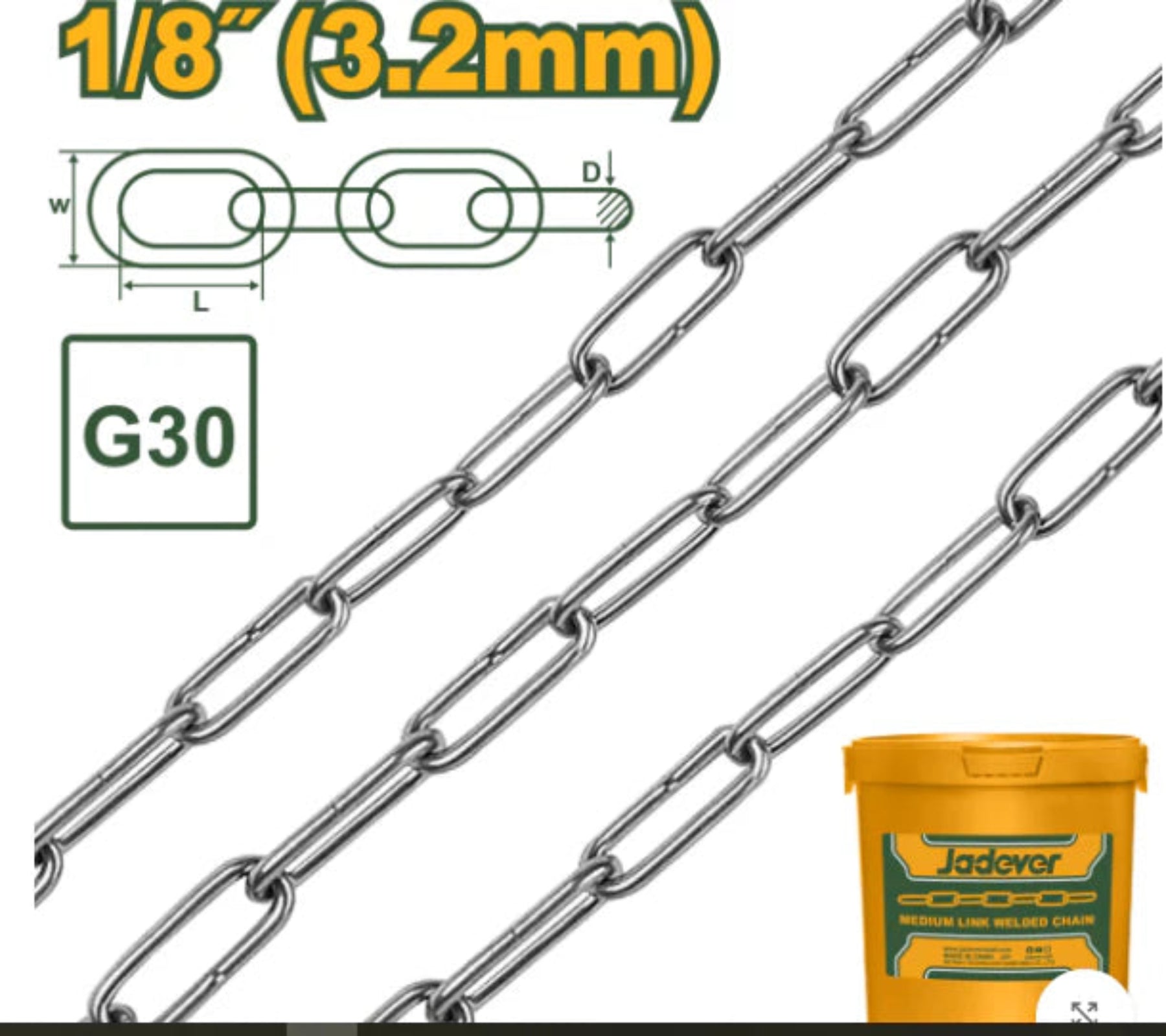 Jadever Steel Chain 3.2mm Plastic Coated 125m Durable & Secure Jadever Steel Chain 3.2mm Plastic Coated 125m Durable & Secure