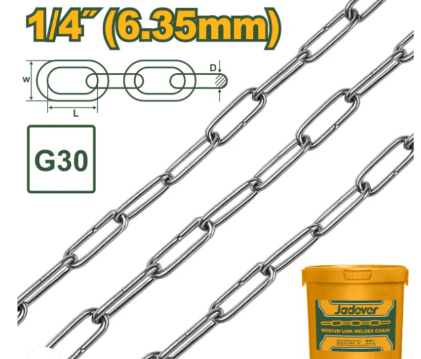 Jadever Steel Chain 6mm Plastic Coated 37m Durable & Secure