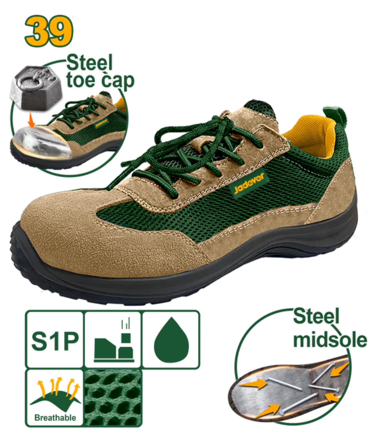 Jadever Suede Safety Shoes Size 39 Durable & Protective Jadever Suede Safety Shoes Size 39 Durable & Protective