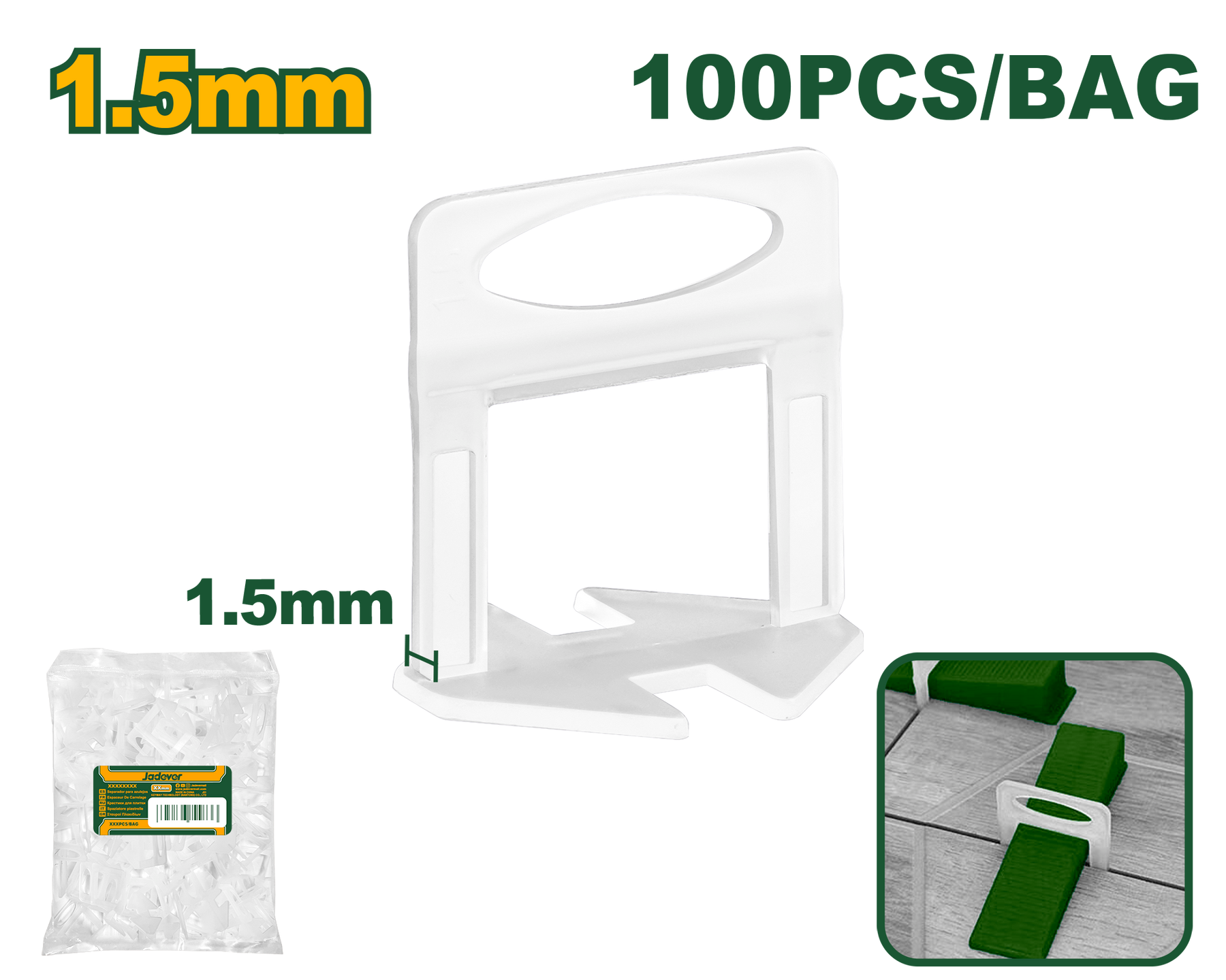 Jadever Tile Spacer 1.5mm 100 Pcs Precision & Easy Use Jadever Tile Spacer 1.5mm 100 Pcs Precision & Easy Use