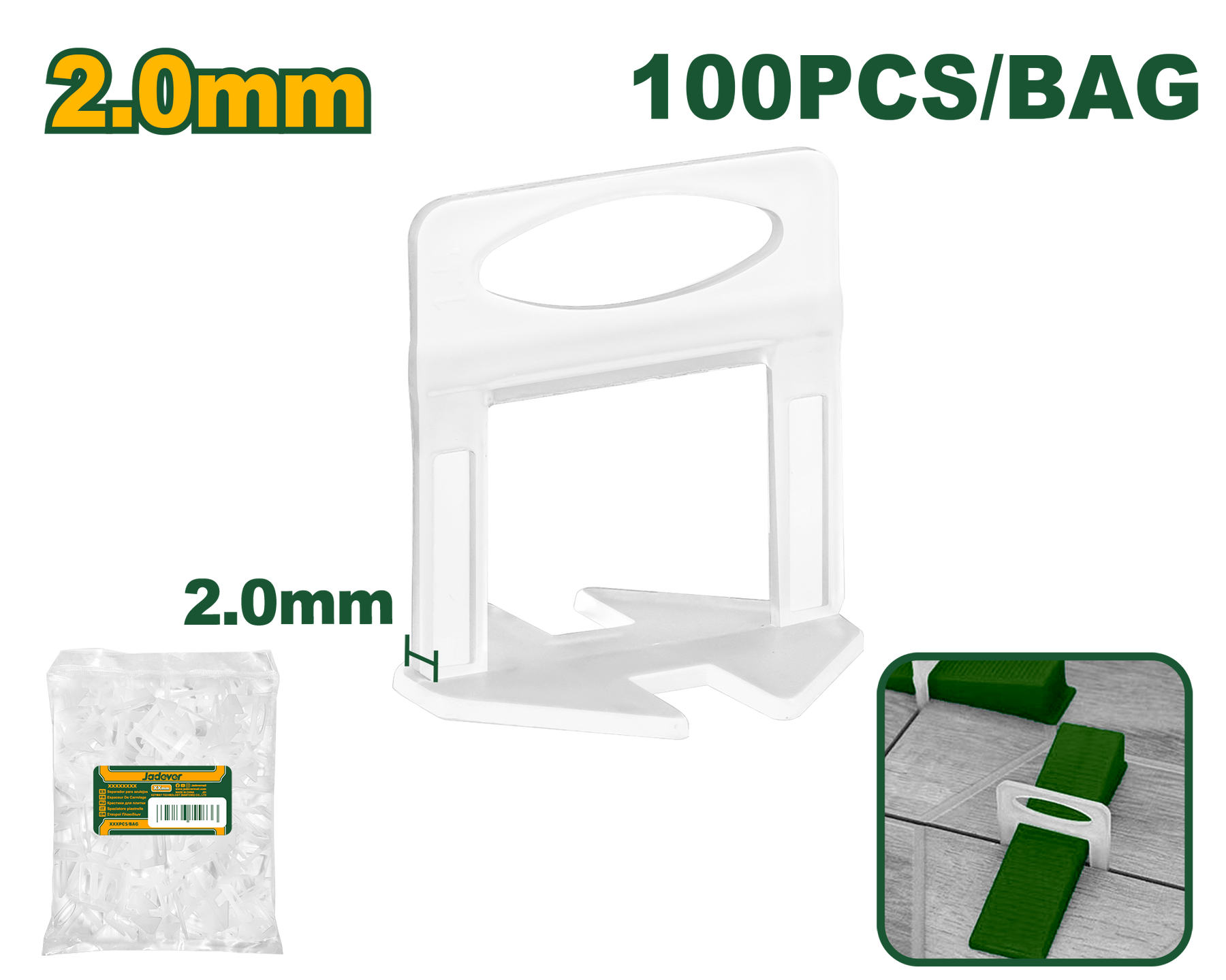 Jadever Tile Spacer 2mm 100 Pcs Precision & Easy Use