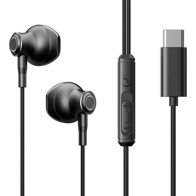 JoyRoom Type C Half In Ear Earphones Superior Sound Quality - Black & White JoyRoom Type C Half In Ear Earphones Superior Sound Quality - Black & White