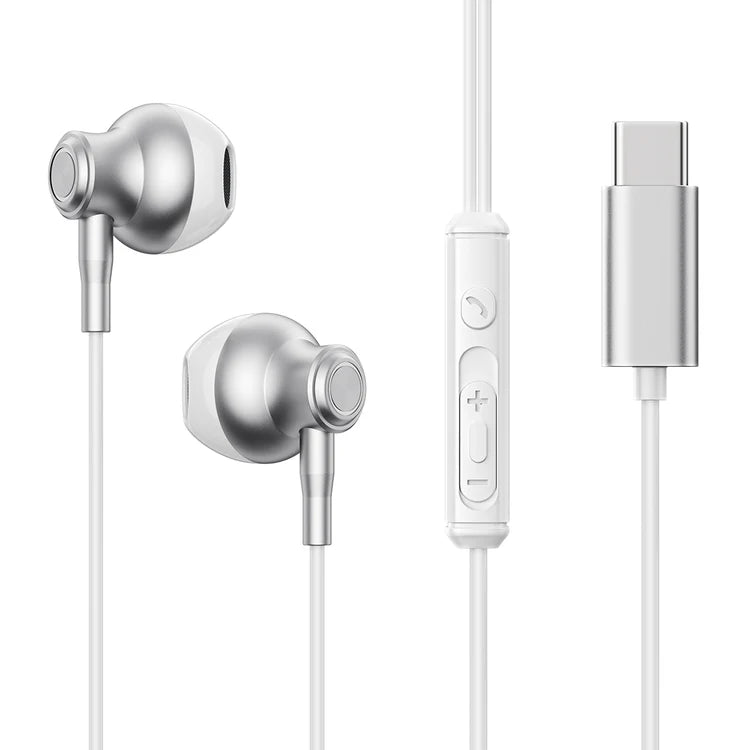JoyRoom Type C Half In Ear Earphones Superior Sound Quality - Black & White JoyRoom Type C Half In Ear Earphones Superior Sound Quality - Black & White