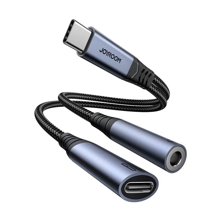 Joyroom 2 in 1 Audio Adapter Type C to 3.5mm & Type C - Black Joyroom 2 in 1 Audio Adapter Type C to 3.5mm & Type C - Black