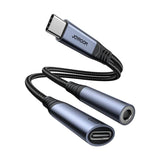 Joyroom 2 in 1 Audio Adapter Type C to 3.5mm & Type C - Black