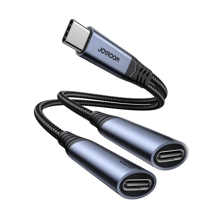 Joyroom 2 in 1 Audio Adapter Type C to Dual Type C - Black Joyroom 2 in 1 Audio Adapter Type C to Dual Type C - Black