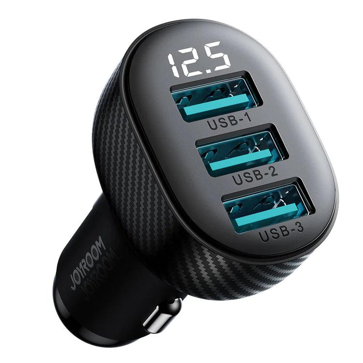 Joyroom 3USB 3.4A 17W Car Charger Fast & Safe Charging - Black Joyroom 3USB 3.4A 17W Car Charger Fast & Safe Charging - Black