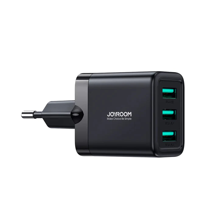 Joyroom 3USB Charger 3.4A Fast Charging & Safe Design - Black Joyroom 3USB Charger 3.4A Fast Charging & Safe Design - Black