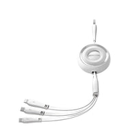 Joyroom 3 in 1 Retractable Charging Cable Multi Use 1M - White