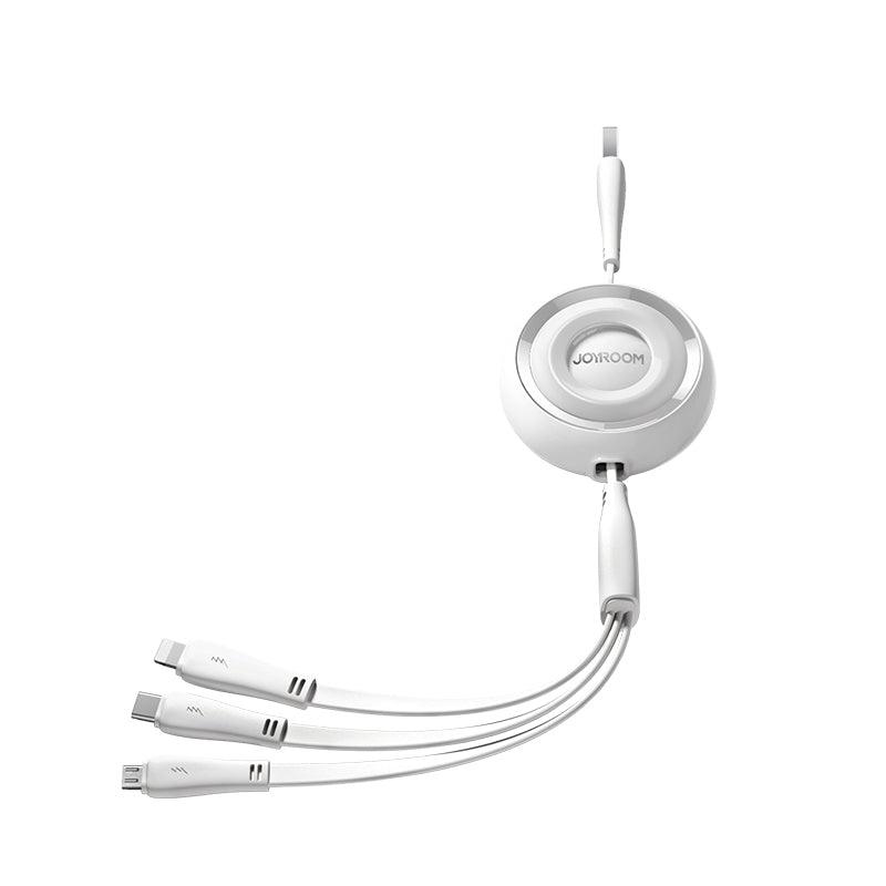 Joyroom 3 in 1 Retractable Charging Cable Multi Use 1M - White