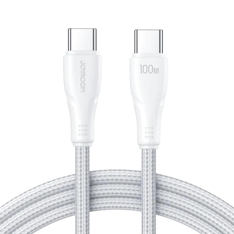 Joyroom Nylon Type C to Type C Cable 100W Fast & Durable - Black & White Joyroom Nylon Type C to Type C Cable 100W Fast & Durable - Black & White