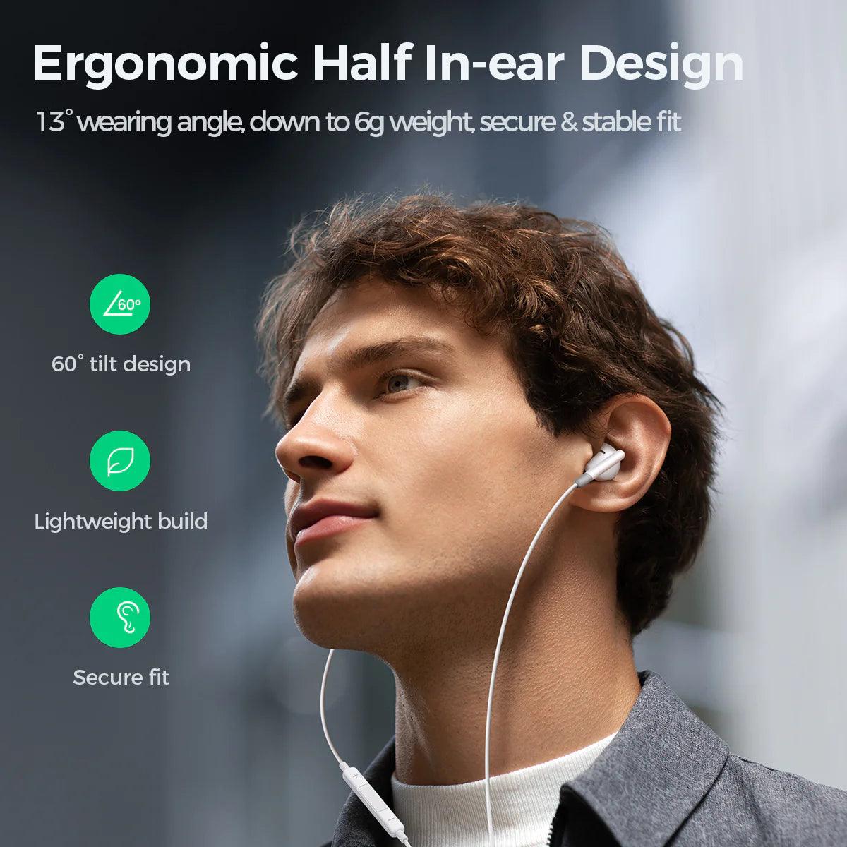 Joyroom Wired Half In Ear Earphones Crisp Sound & Comfort