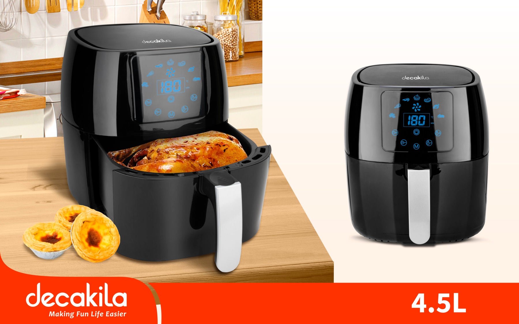 Decakela 4.5L Air Fryer | 1400W (KEEC039B) Decakela 4.5L Air Fryer | 1400W (KEEC039B)