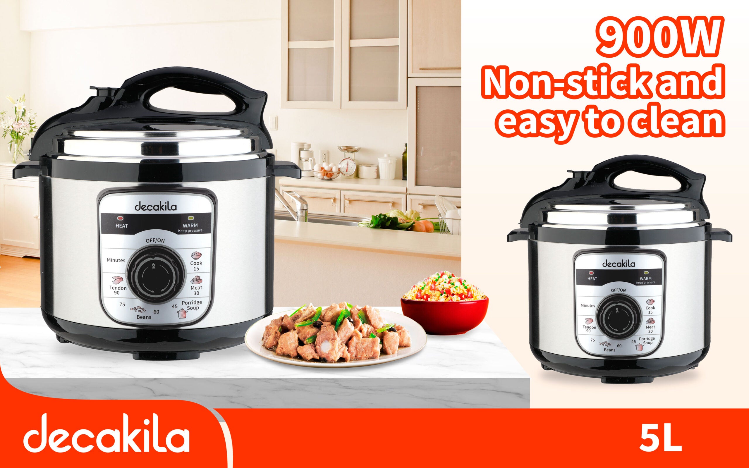 Decakela 5L Electric Pressure Cooker | 900W (KEER039M)