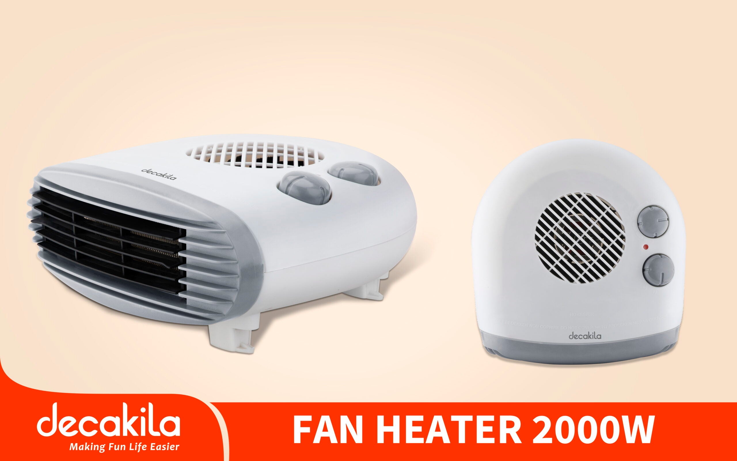 Decakela 2000W Electric Heater with Adjustable Thermostat (KEFH003W)