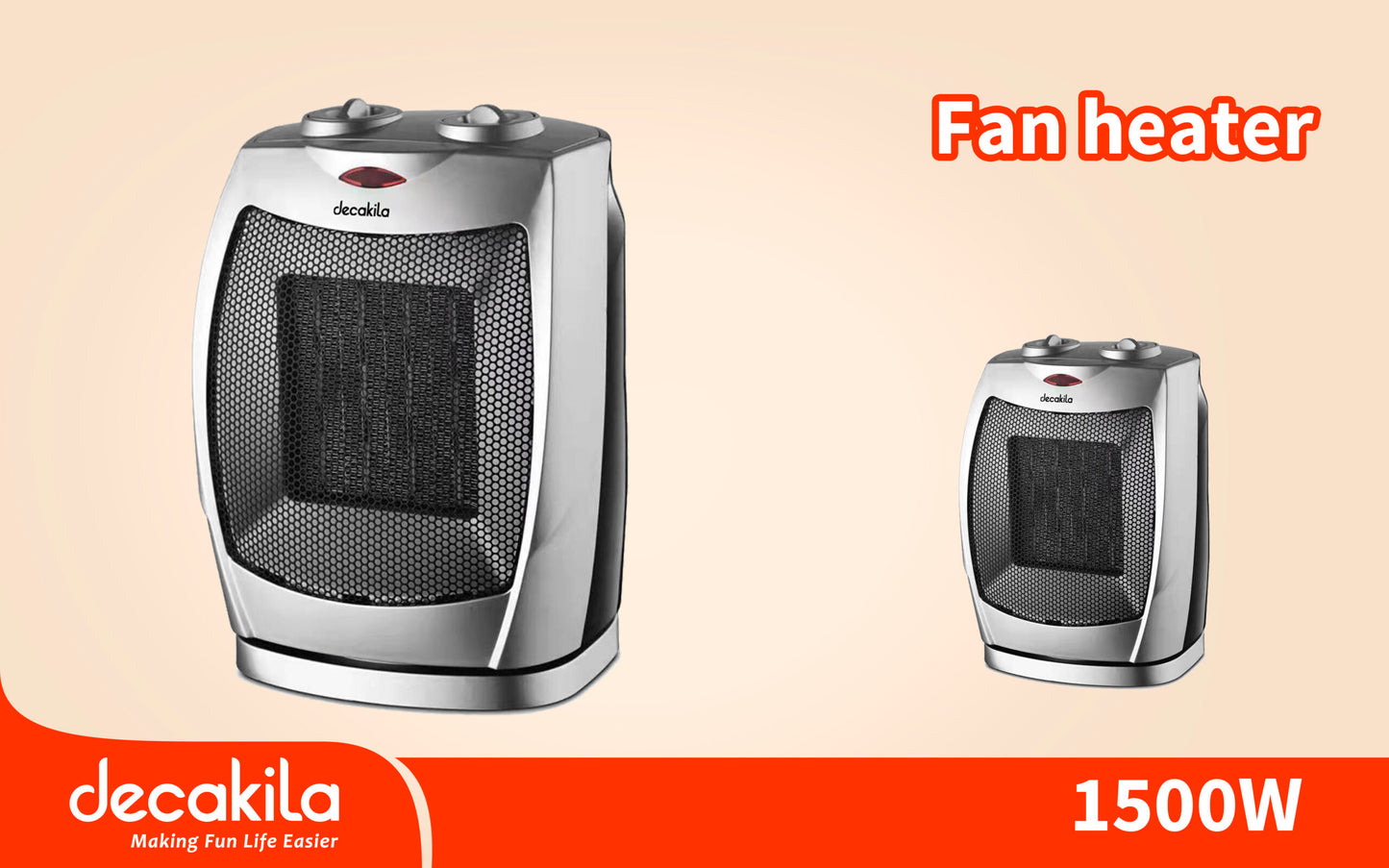 مدفأة كهربائية Decakela 1500W مع عنصر تسخين سيراميكي (KEFH005S)
 