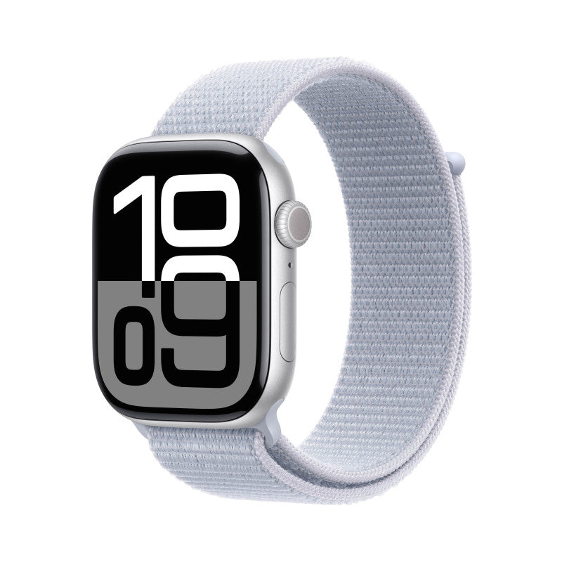 Apple Watch Series 10 GPS Silver Aluminium Case with Blue Cloud Sport Loop