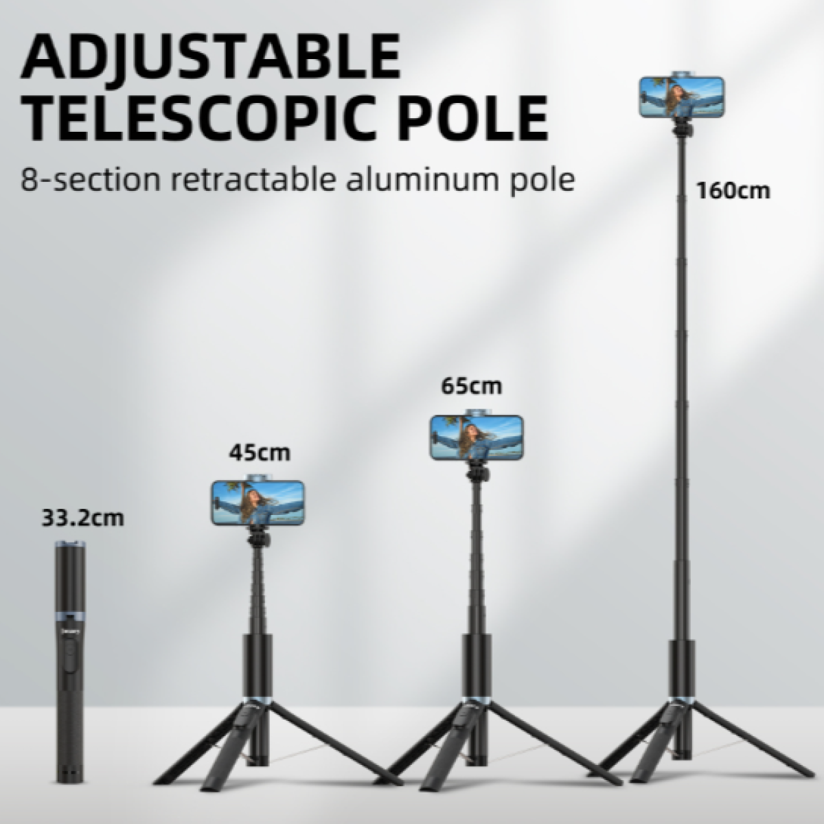 Jmary KT-259 All-in-One Selfie Stick Tripod 1.6 Meter