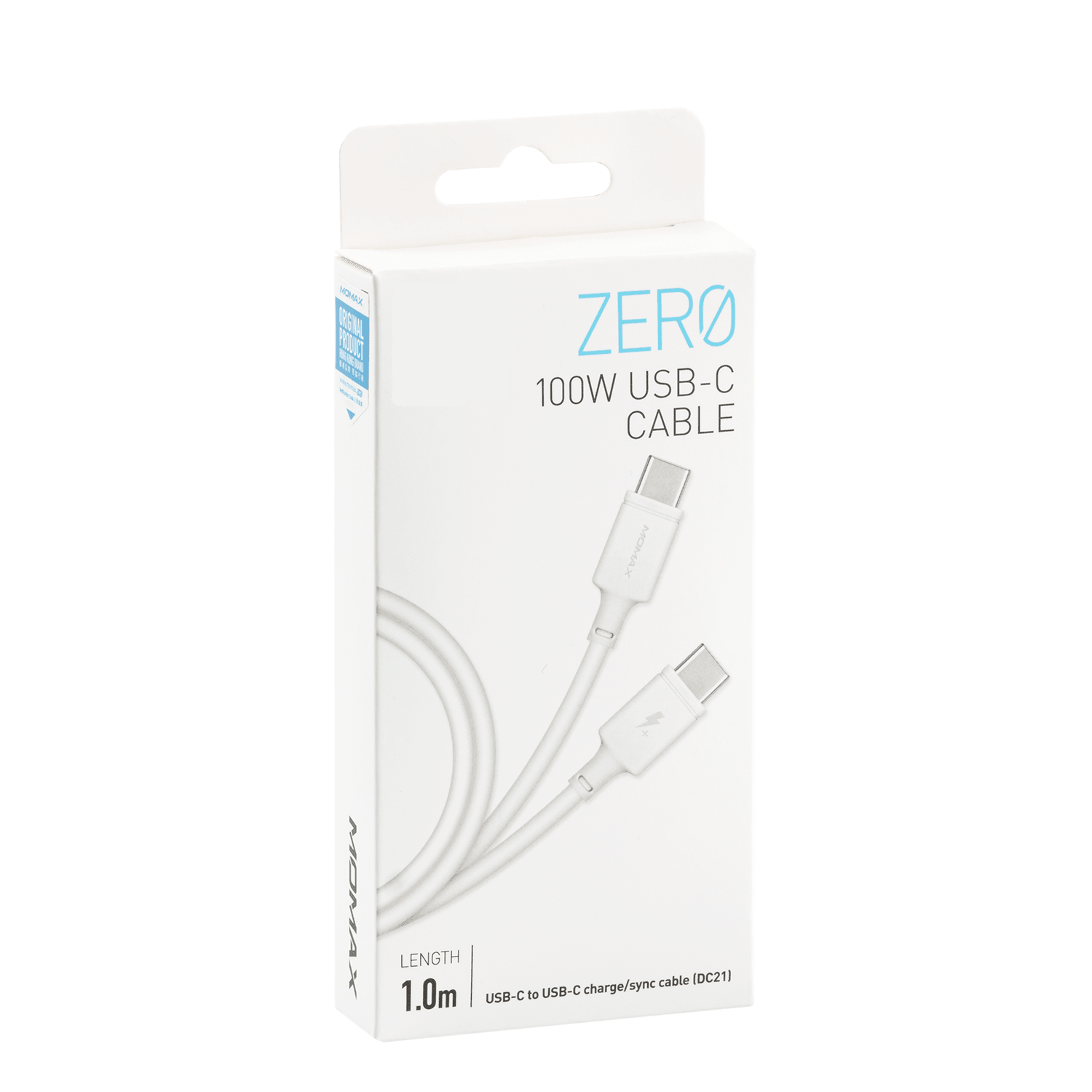 Momax Zero Type C Cable 100W Fast Charging 1m - Black & White