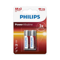Philips AA 1.5V Long Lasting Power Alkaline Battery Pack of 2