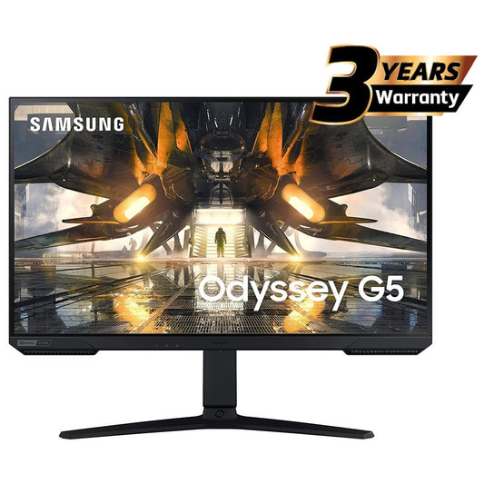 شاشة Samsung Odyssey G5 مقاس 32 بوصة مسطحة IPS 2K (2560 × 1440) 165 هرتز 1 مللي ثانية (GTG)، HDR10، 99% sRGB، 10 بت، متوافقة مع G-Sync مع حامل مريح