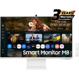 شاشة سامسونج M8 2025 (FM801) الذكية بتقنية الذكاء الاصطناعي، مقاس 32 بوصة، بدقة 4K UHD | نظام تشغيل تايزن | منفذ USB-C بقدرة 65 واط | أبيض