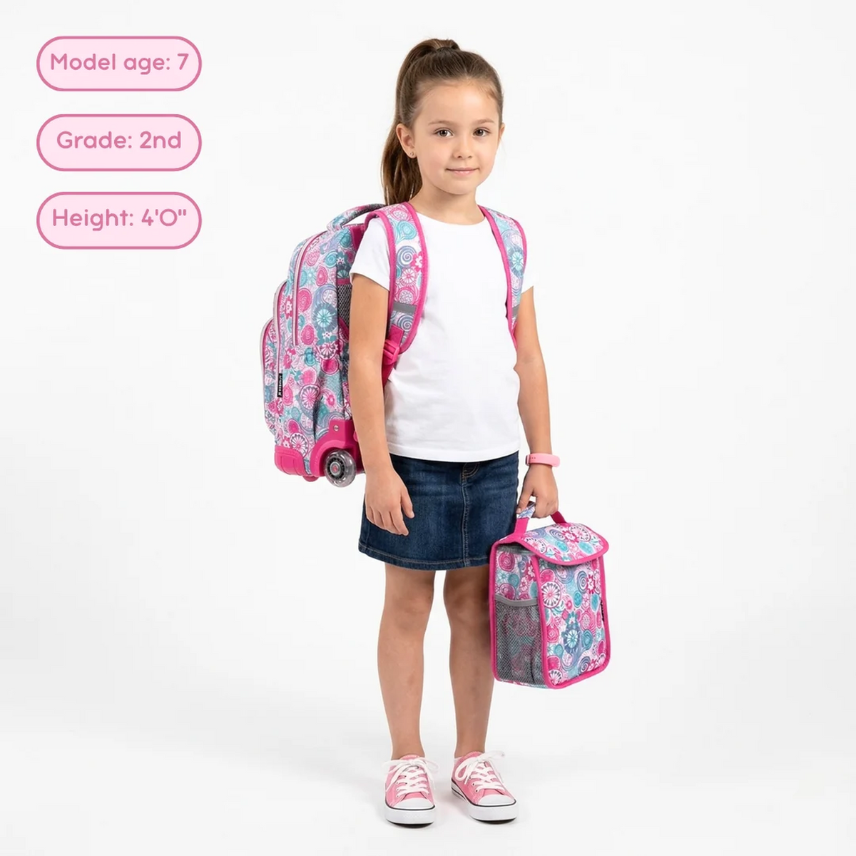J World Lollipop Kids Rolling Backpack with Lunch Bag (16 Inch)