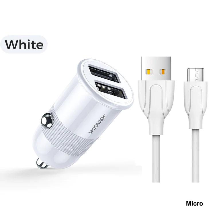 Joyroom 3.1A Fast & Safe Car Charger for 2 Devices - Black & White Joyroom 3.1A Fast & Safe Car Charger for 2 Devices - Black & White