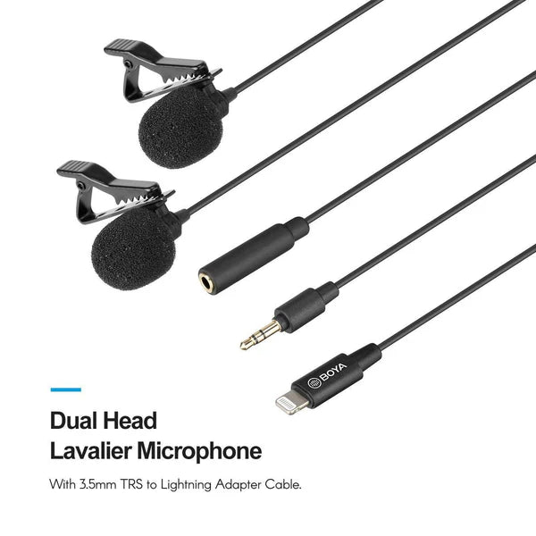 BOYA BY-M2D Dual Lavalier Mic for iPhone – 2-Person Audio BOYA BY-M2D Dual Lavalier Mic for iPhone – 2-Person Audio