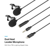BOYA BY-M2D Dual Lavalier Mic for iPhone – 2-Person Audio