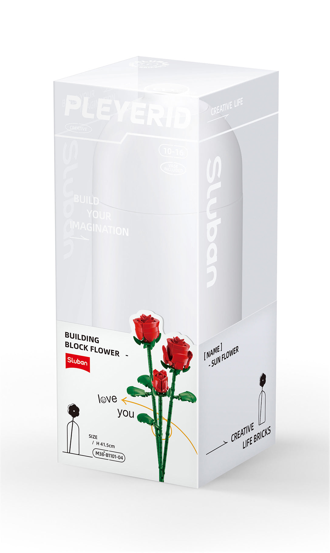 مجموعة Sluban Pleyerid وردة حمراء - 258 قطعة