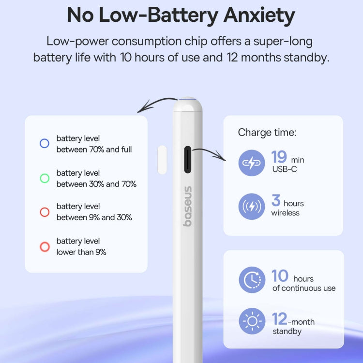 Baseus Smooth Writing 2 Series Dual Charging Stylus, Moon White Baseus Smooth Writing 2 Series Dual Charging Stylus, Moon White