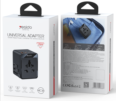 YESIDO MC39 Universal Travel Adapter, 35W USB-C Charging