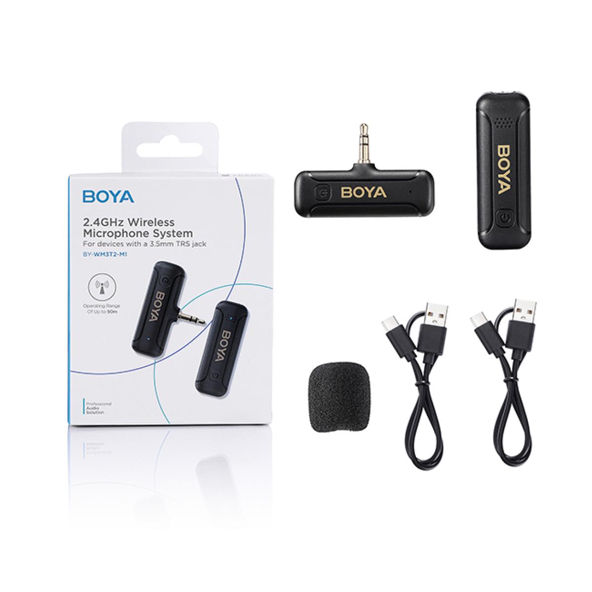 BOYA 2.4GHz AUX 3.5mm Wireless Microphone System (One Mic) - Black BOYA 2.4GHz AUX 3.5mm Wireless Microphone System (One Mic) - Black