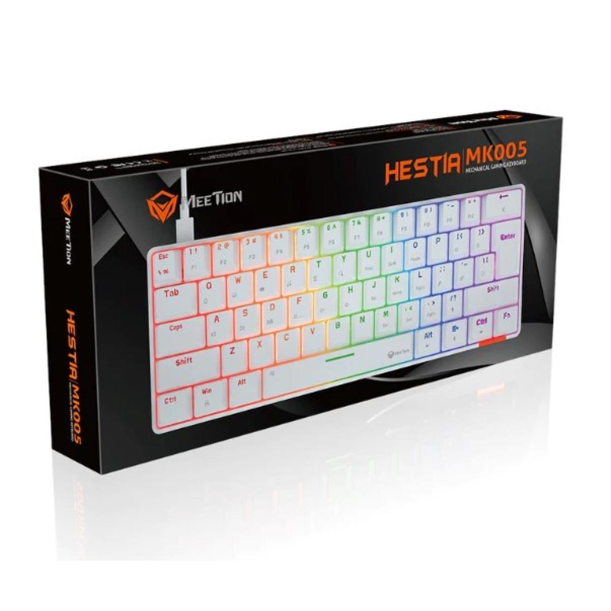 لوحة مفاتيح الألعاب الميكانيكية Meetion Hestia RGB 60% - بيضاء