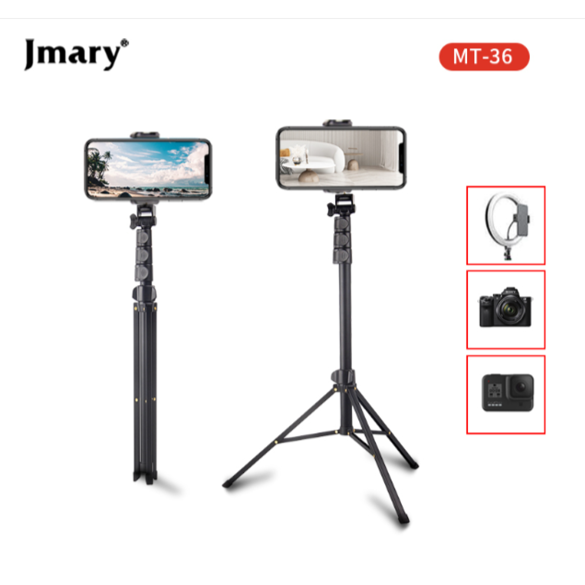 Jmary MT-36 67-Inch Foldable Tripod & Selfie Stick Jmary MT-36 67-Inch Foldable Tripod & Selfie Stick