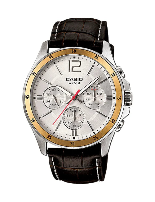 Casio Men Leather Watch MTP-1374L-7A