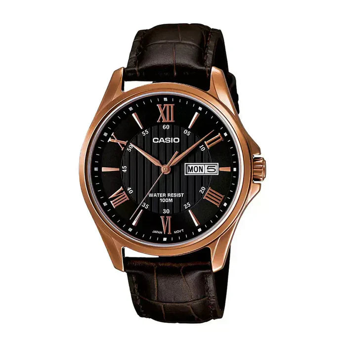 Casio MTP-1384L-1AV Men's Rose Tone Leather Band