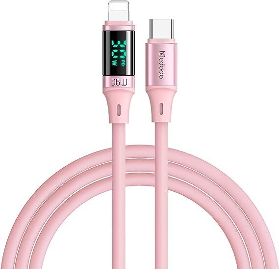 Mcdodo 1.2M PD USB-C to Lightning Cable with Output Display - Pink