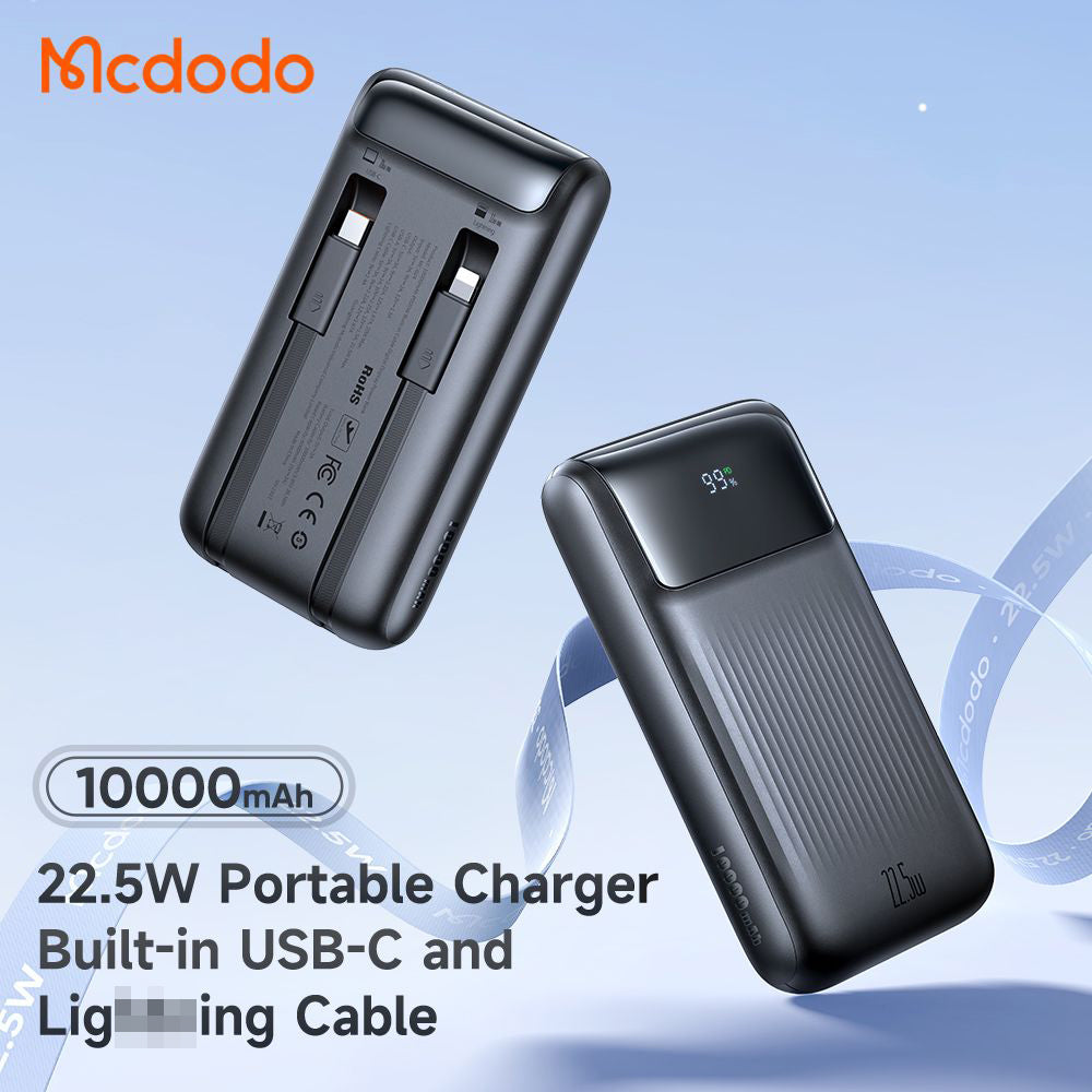 Mcdodo 10000mAh 33W Power Bank with Built in Cables Digital Display 