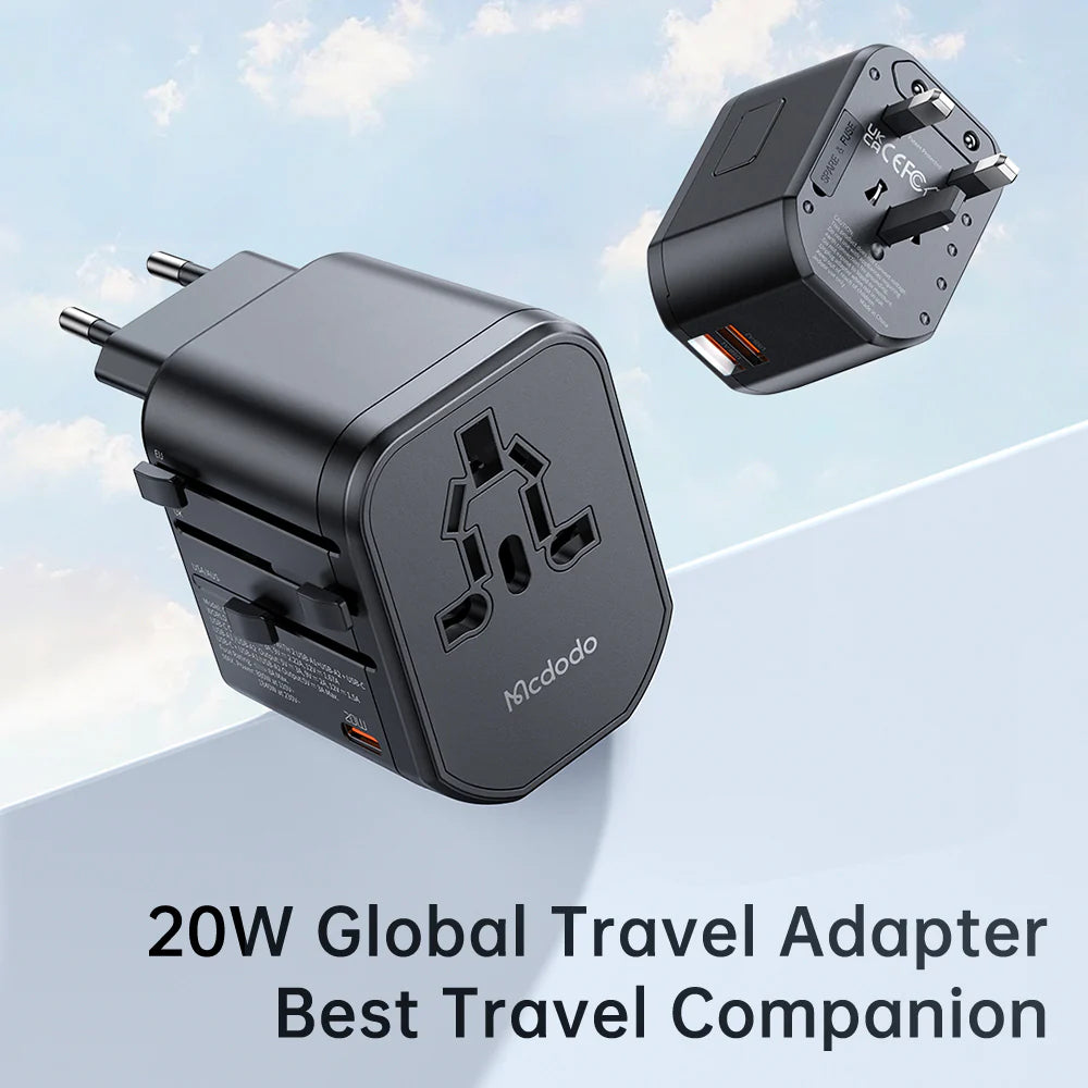 Mcdodo 20W PD Fast Charging Universal Travel Adapter - Black Mcdodo 20W PD Fast Charging Universal Travel Adapter - Black