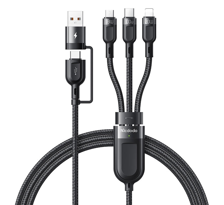 Mcdodo 2 In 3 100W Fast Charging PD Cable 1.2m for Multiple Devices - Black Mcdodo 2 In 3 100W Fast Charging PD Cable 1.2m for Multiple Devices - Black