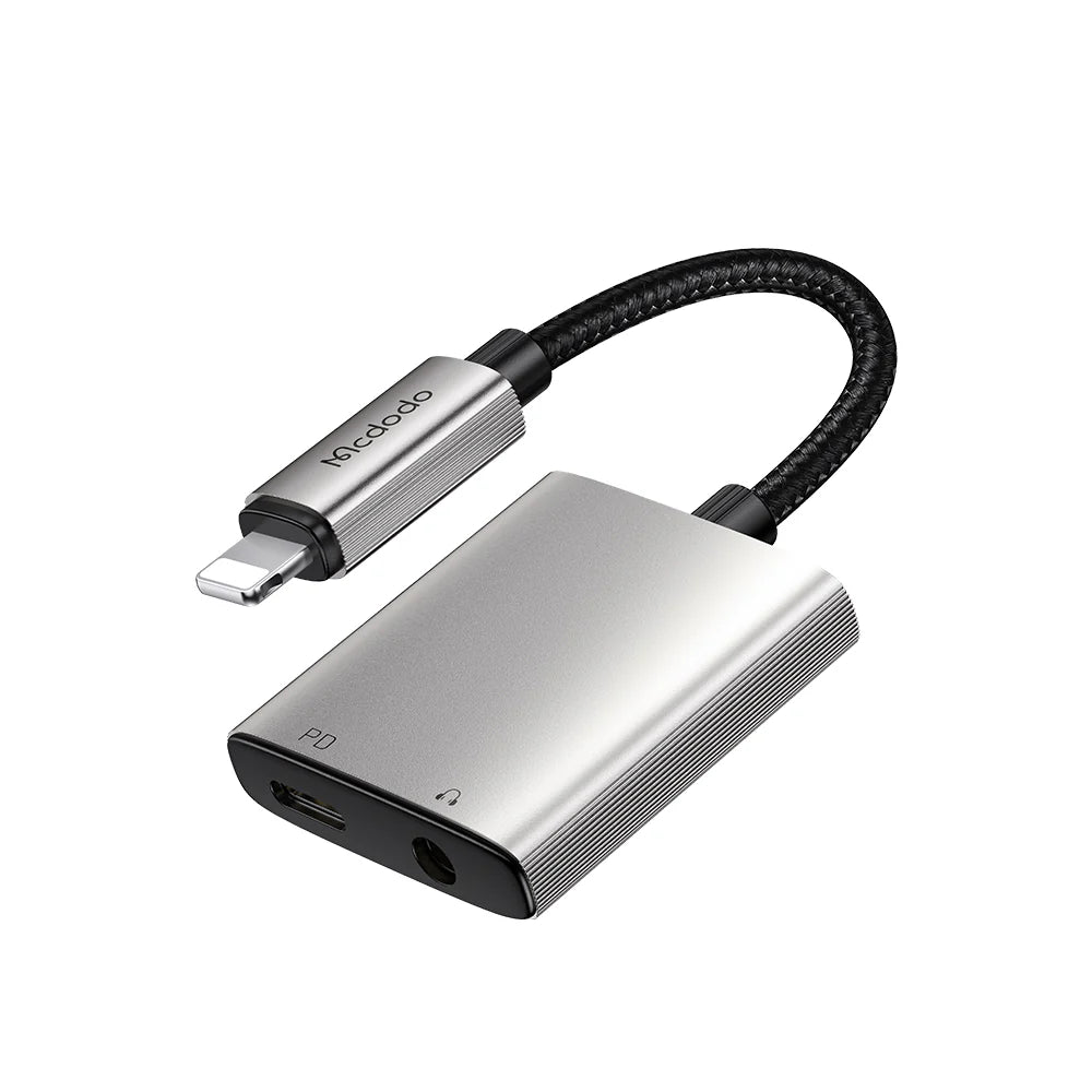 Mcdodo 2 in 1 Lightning to DC3.5 & Lightning Audio Adapter - Black Mcdodo 2 in 1 Lightning to DC3.5 & Lightning Audio Adapter - Black
