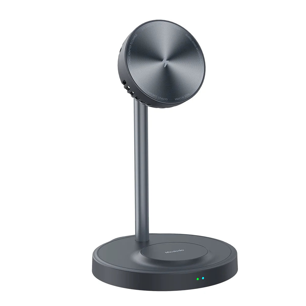Mcdodo 2 in 1 Magnetic Wireless Charger with Cooling Fan - White & Grey