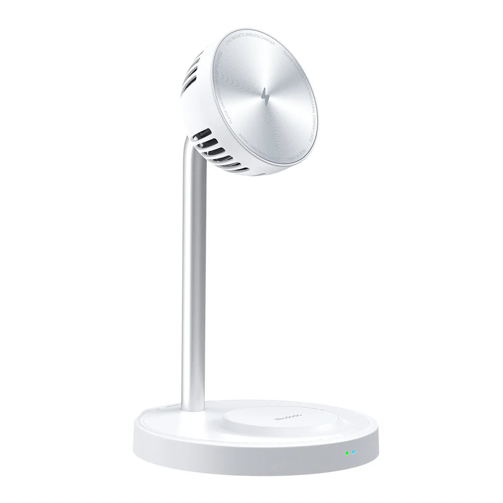 Mcdodo 2 in 1 Magnetic Wireless Charger with Cooling Fan - White & Grey Mcdodo 2 in 1 Magnetic Wireless Charger with Cooling Fan - White & Grey