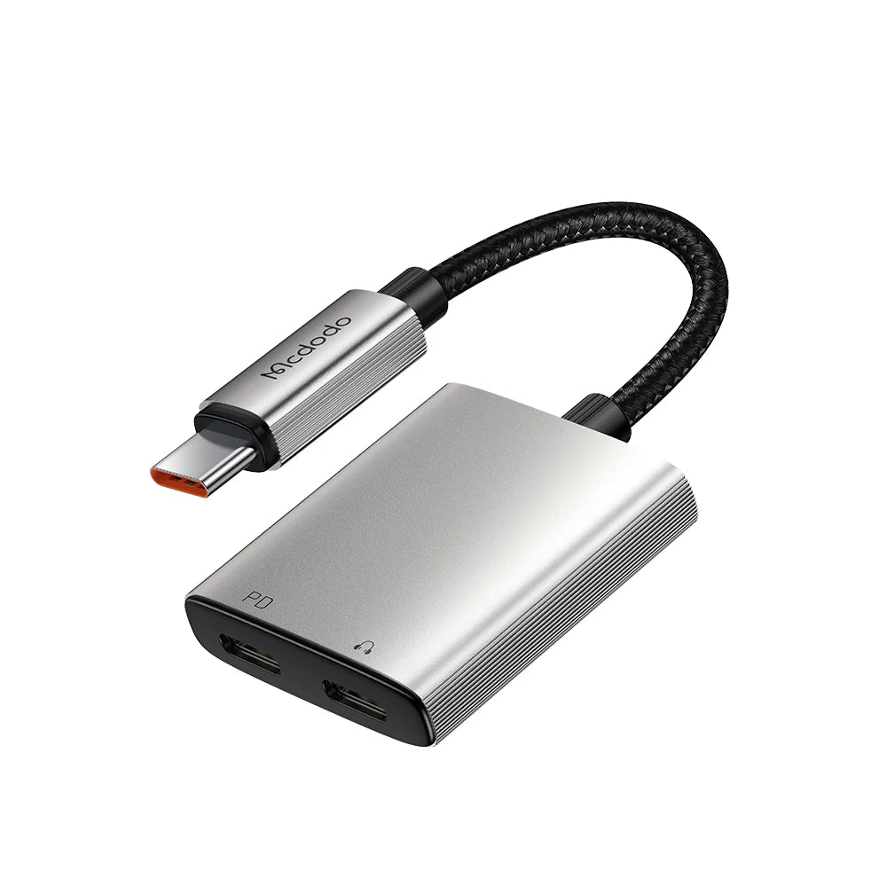Mcdodo 2 in 1 USB C to Dual USB C Audio Adapter Charge & Listen - Black Mcdodo 2 in 1 USB C to Dual USB C Audio Adapter Charge & Listen - Black