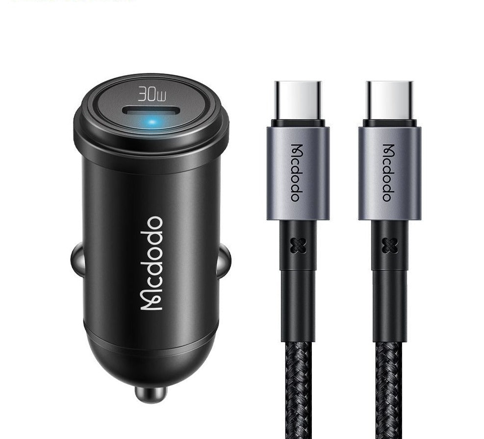 Mcdodo 30W PD Car Charger with C to C Cable Fast Charging - Black Mcdodo 30W PD Car Charger with C to C Cable Fast Charging - Black